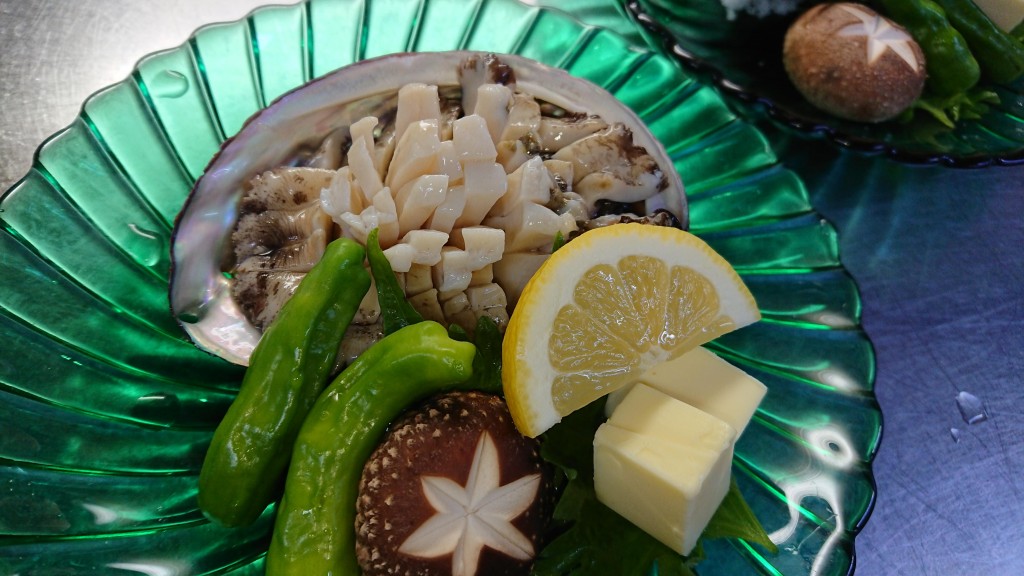 アワビの鉄板焼き